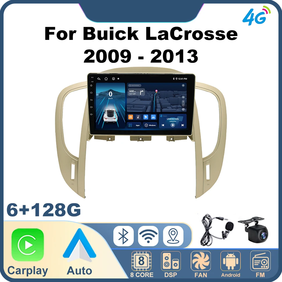 

Car Stereo Radio Audio for Buick LaCrosse 2009 - 2013 Multimedia Android Auto CarPlay 4G BT WiFi Vehicle Audio Screen for Car