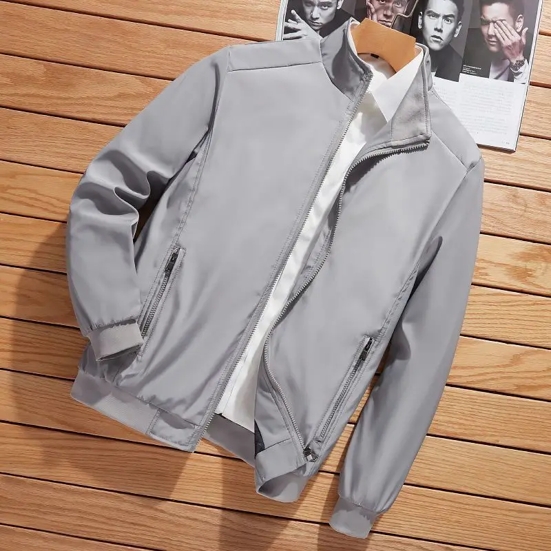 Fashion Stand Collar Zipper Pockets Solid Color Coats Mens Clothing 2023 Autumn Winter Loose All-match Tops Casual Jackets