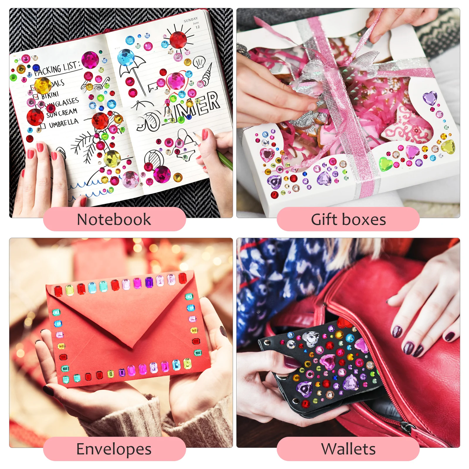 

10 Sheets Self Adhesive Rhinestone Jewel Stickers for Kids Glitter Gem Decorative Crafts Bling Stickers Versatile Use