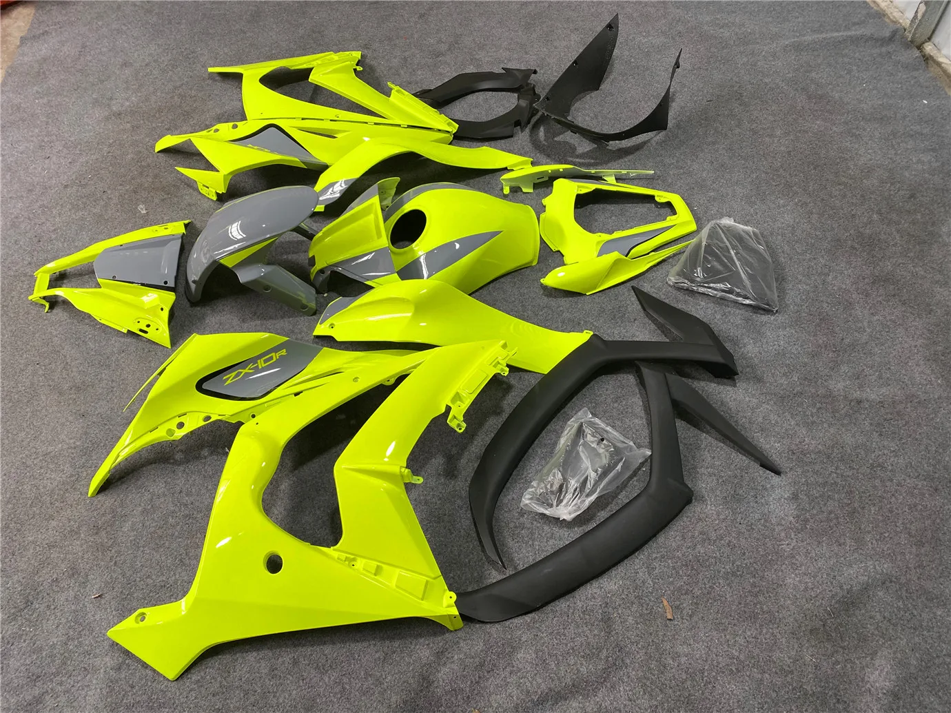 Motorcycle Fairing Kit Suitable for Kawasaki ZX-10R 11-15 Year 10R 2011 2012 2013 2014 2015 Body fairing Fluorescent Yellow Gray