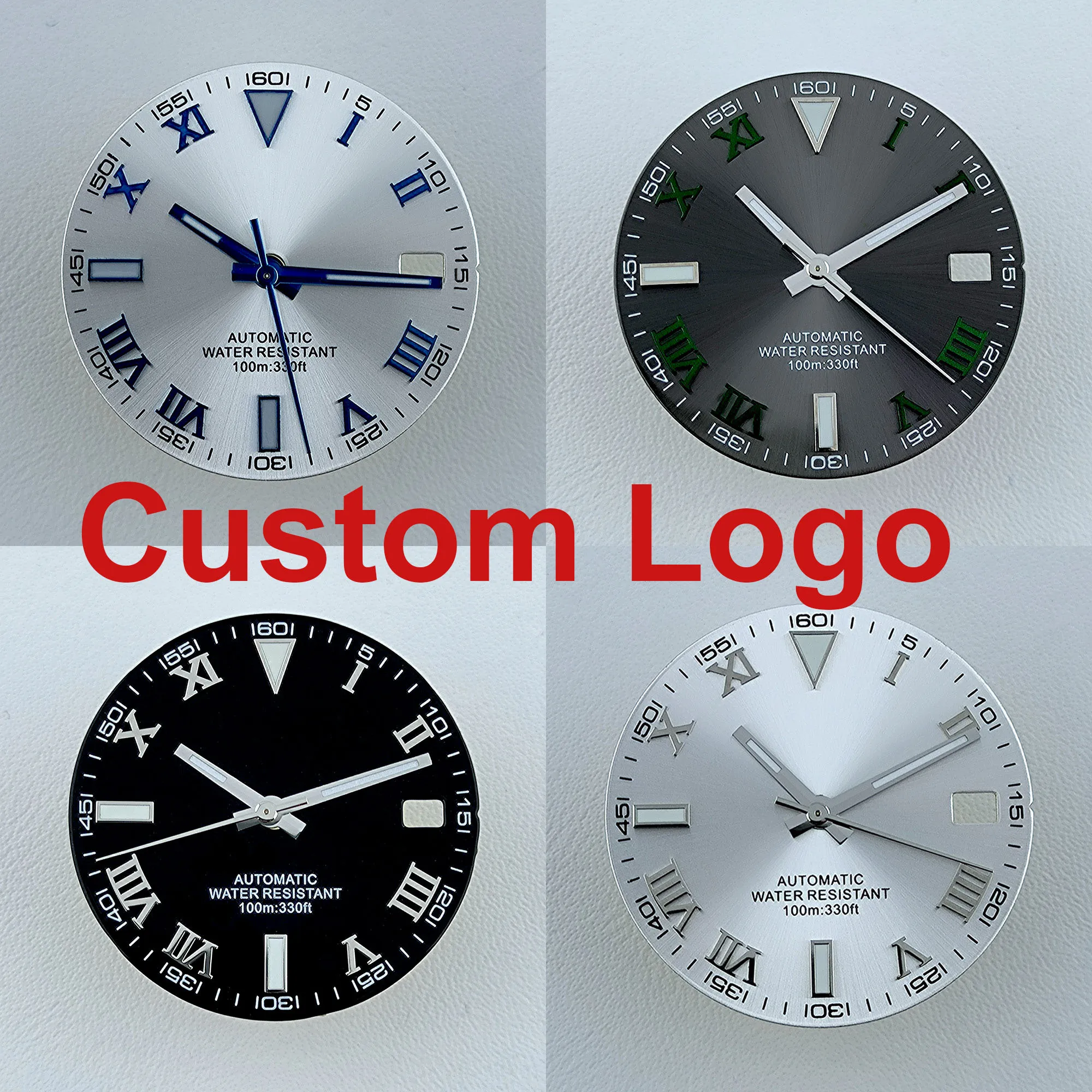 Watch Dial N H35 Dial Roma Dial Custom logo Metal Numbers dial Green Luminous dial Fit N H35 N H36 movement watch accessories