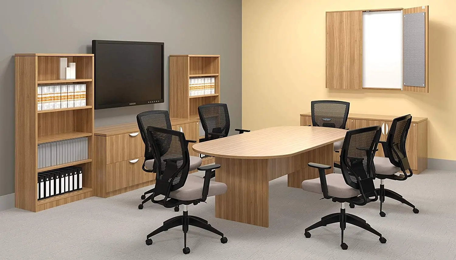 

Conference Table & Chairs Set Dark Cherry Espresso Artisan Grey Mahogany Walnut (10FT Table Only, Walnut)