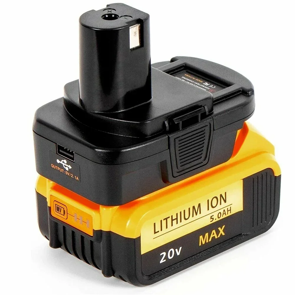 Akku-Adapter mit USB-Anschluss für Dewalt in für Ryobi-Werkzeuge für Milwaukee-Akku. Konvertieren in den 18-V-Lithium-Ionen-Akku Ryobi