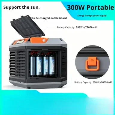 300-Watt solar generator with MPPT controller, lithium-ion battery, and pure sine wave power output