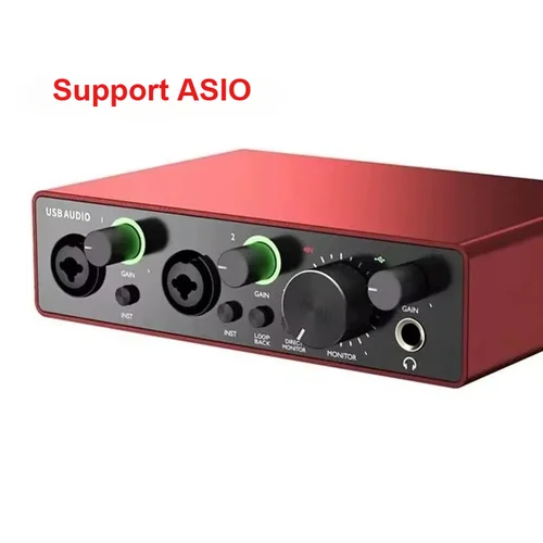 Interfaz de Audio para estudio, tarjeta de sonido profesional, micrófono digital portátil de 48V, interfaz de sonido de grabación, 2 canales