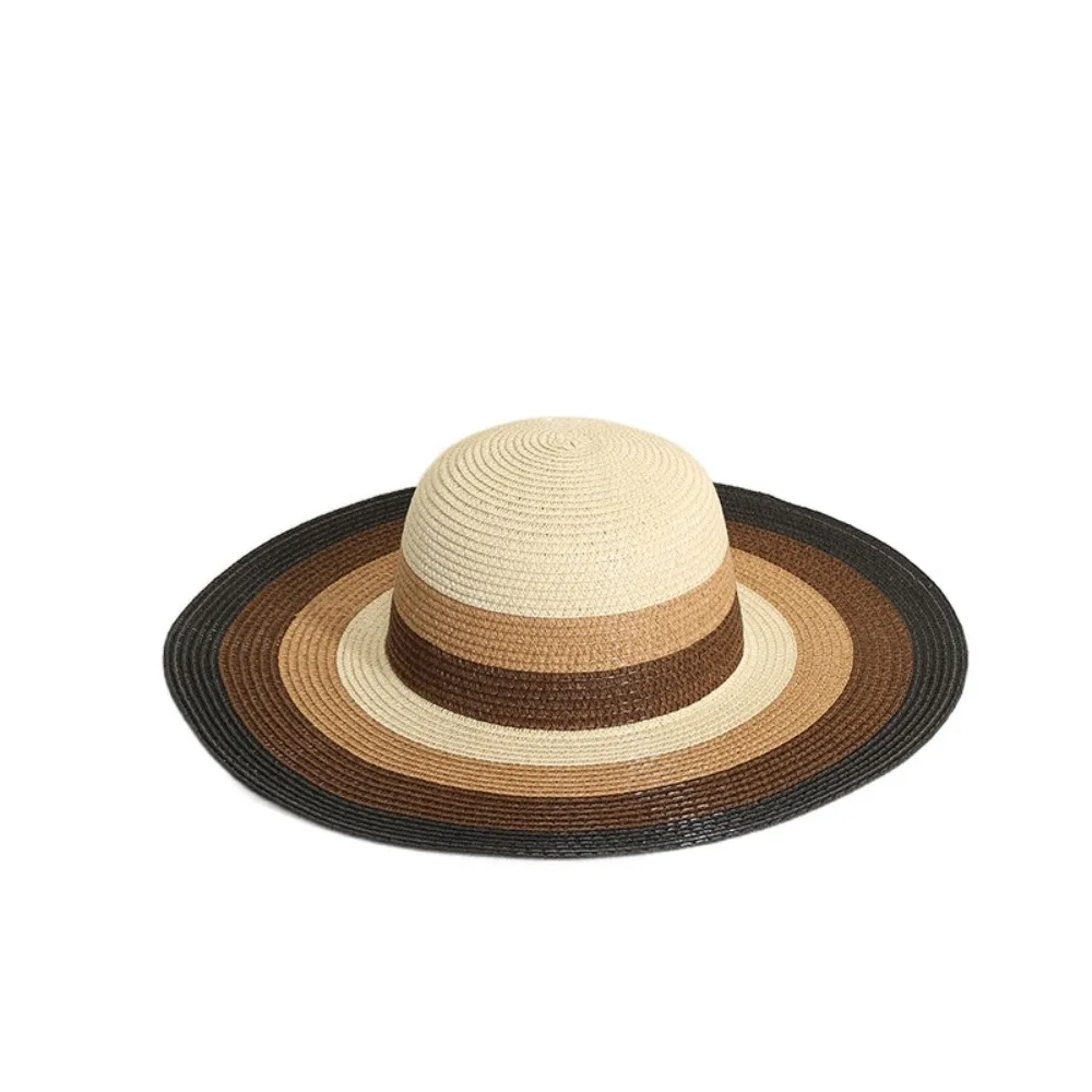 

Fashion Straw Tote Bag Square Large Capacity Woven Hat Stripe Zipper Handbags Vacation