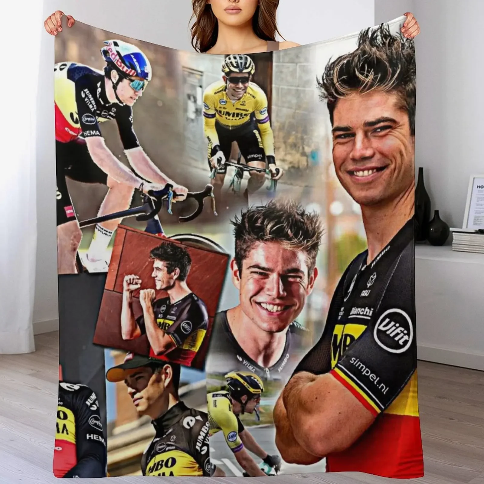 wout van aert Throw Blanket Cozy Home Blanket Gift for Christmas Holiday