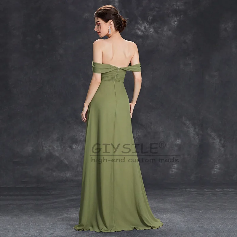 فساتين سهرة GIYSILE مخصصة بكتف واحد 2025 فستان رسمي للنساء للحفلات من الشيفون الأخضر فستان حفلات فيستدوس دي فييستا