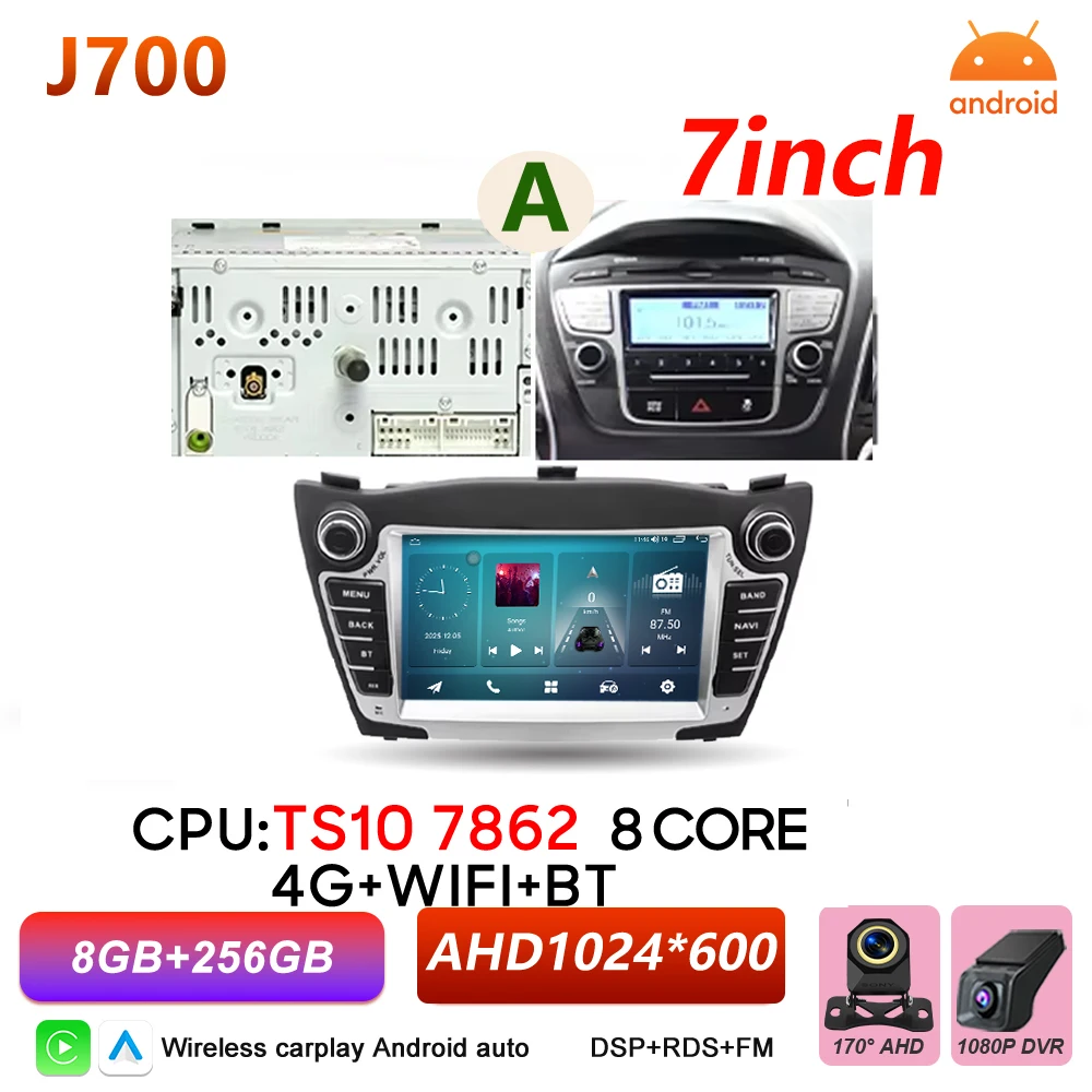 Android Auto autoradio voor Hyundai IX35 Tucson 2 LM 2009 - 2015 Carplay multimediaspeler autoradio BT Wifi 5G touchscreen DSP