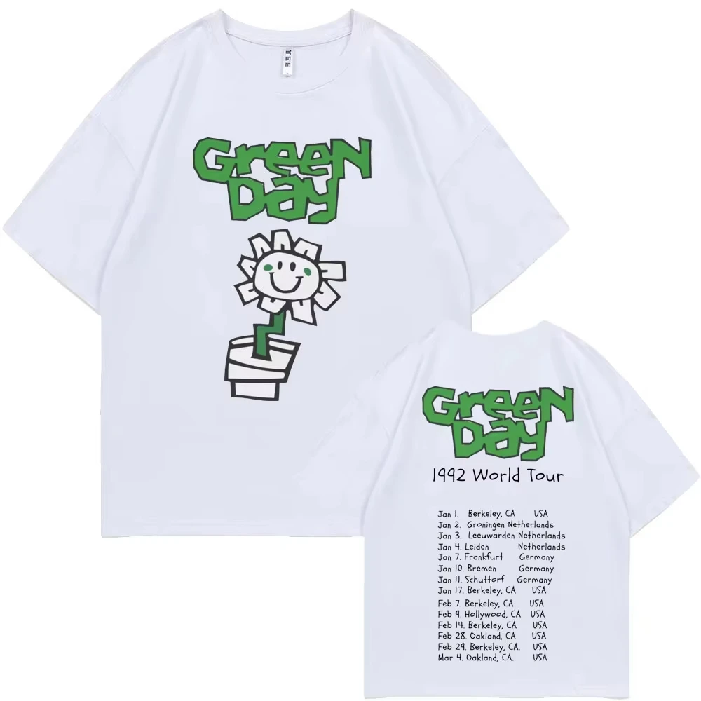 Best Famous Band Green Day 1992 World Tour T Shirts Men women Vintage Gothic Rock Tshirt Women pure Cotton Casual T-shirts