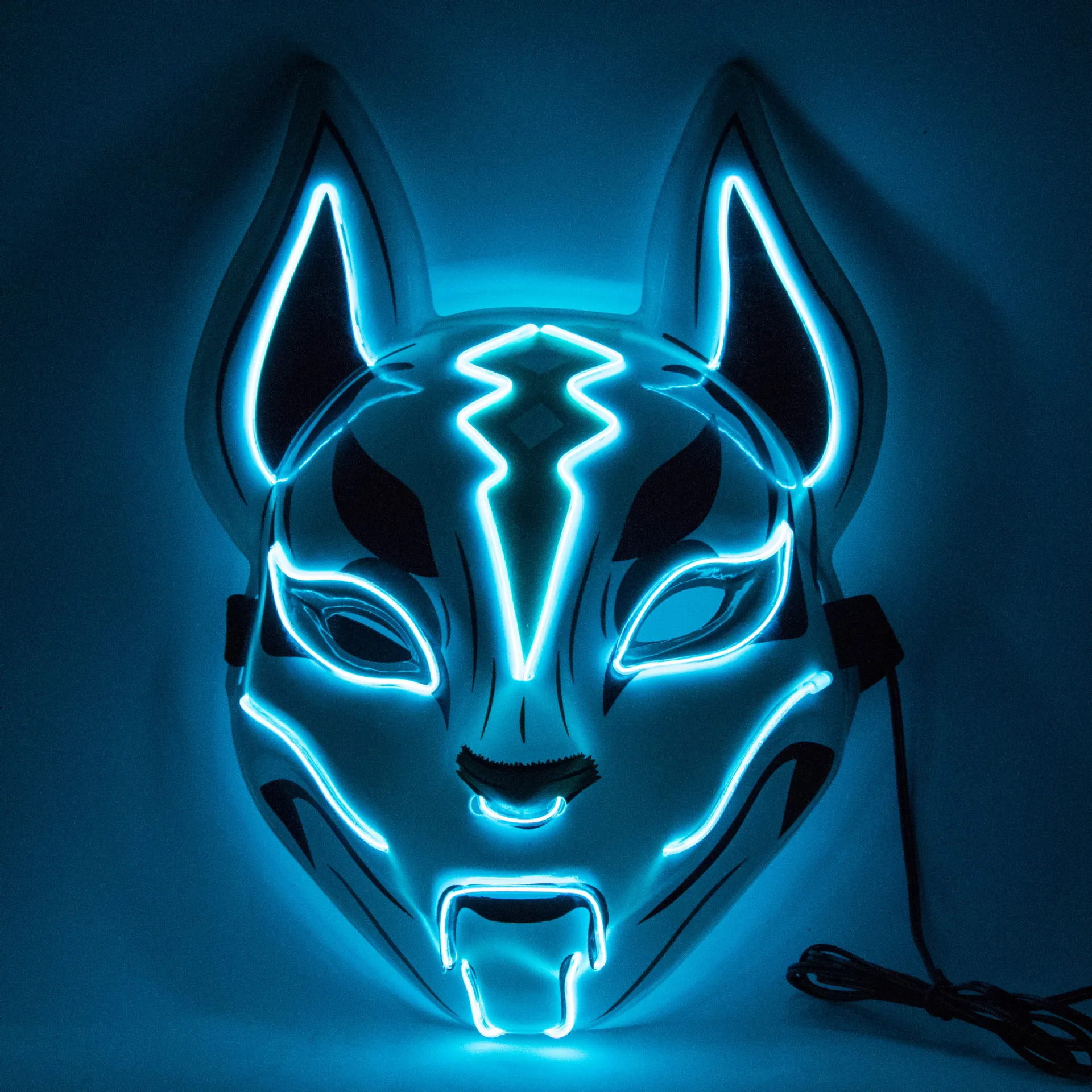 Fox Luminous Mask Party Gogo Dancer Costume Light Up Accessory Halloween Cosplay Wear Nightclub Bar Performance Rave Men Women