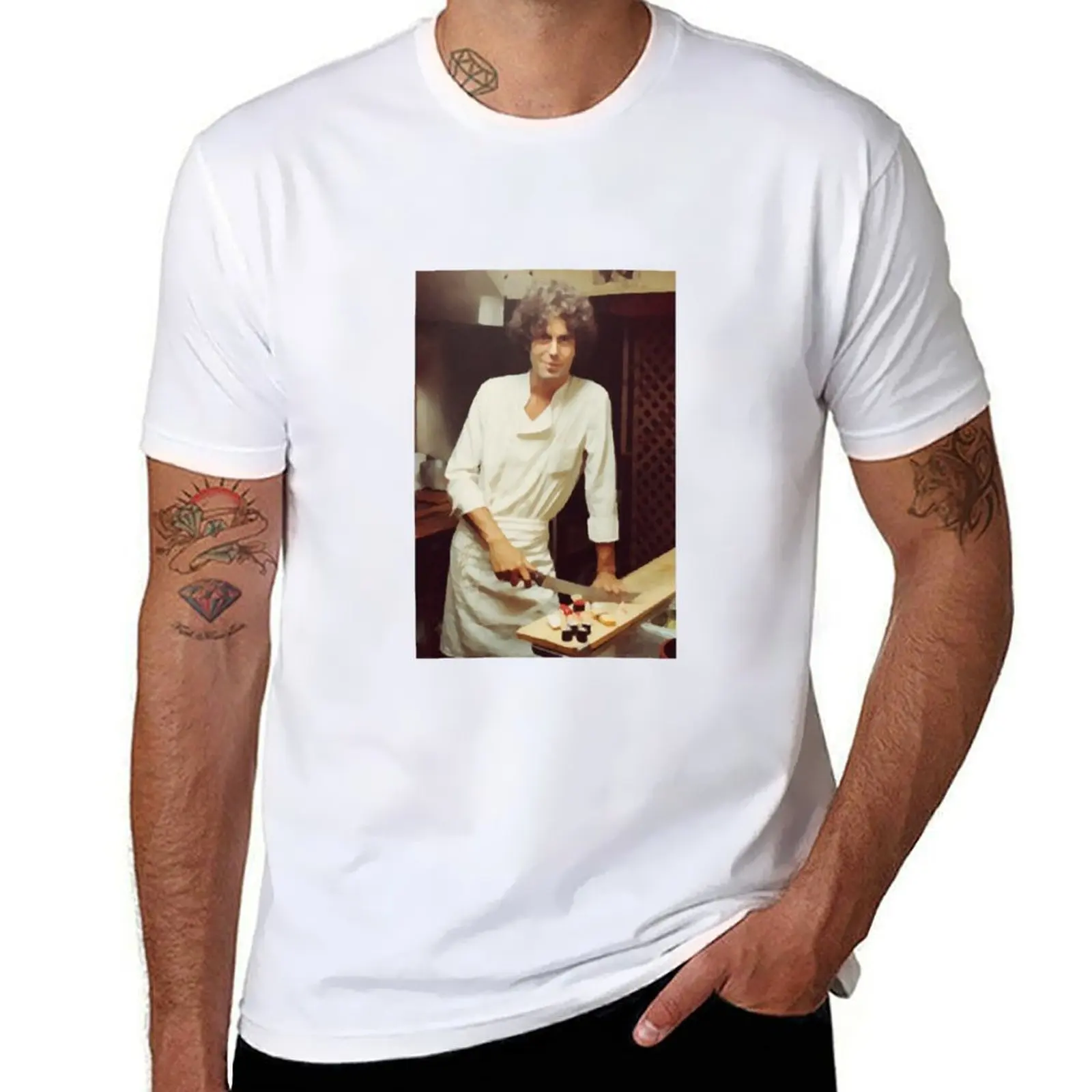 

Anthony BOURDAIN - YOUNG CHEF Impressionistic T-Shirt rapper graphic tees blanks outfits for men