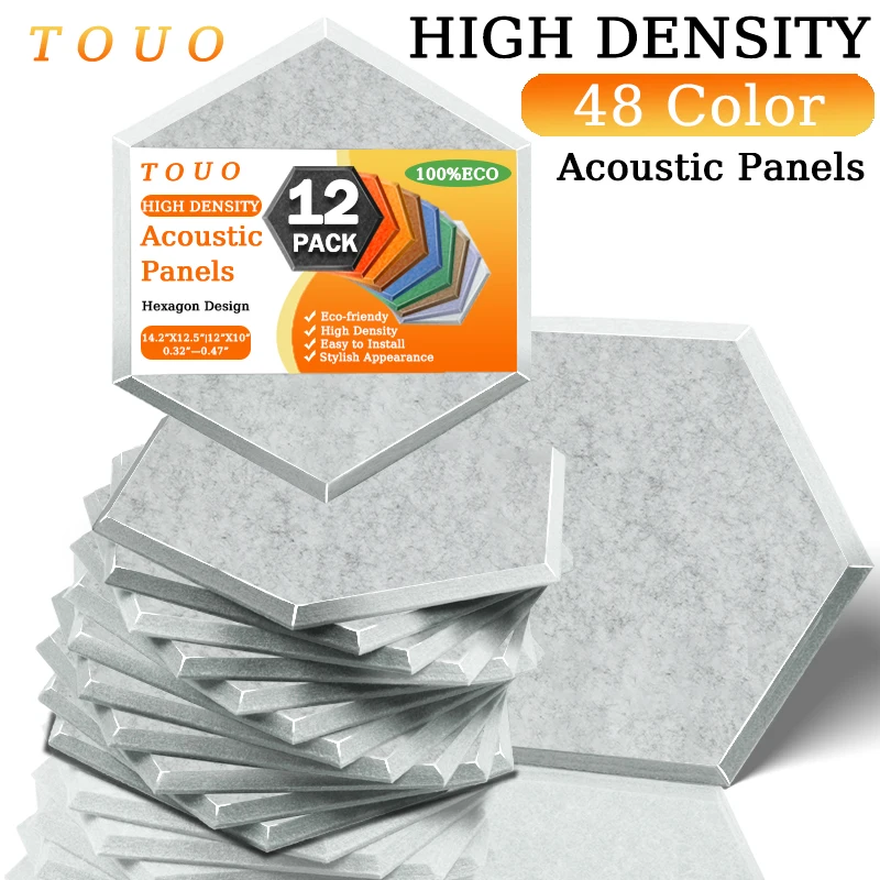 

TOUO 12pcs Acoustic Panel Studio High Density Acoustic Treatment Sound Proof Panels Wall Soundproofing Bedroom Noise Insulation