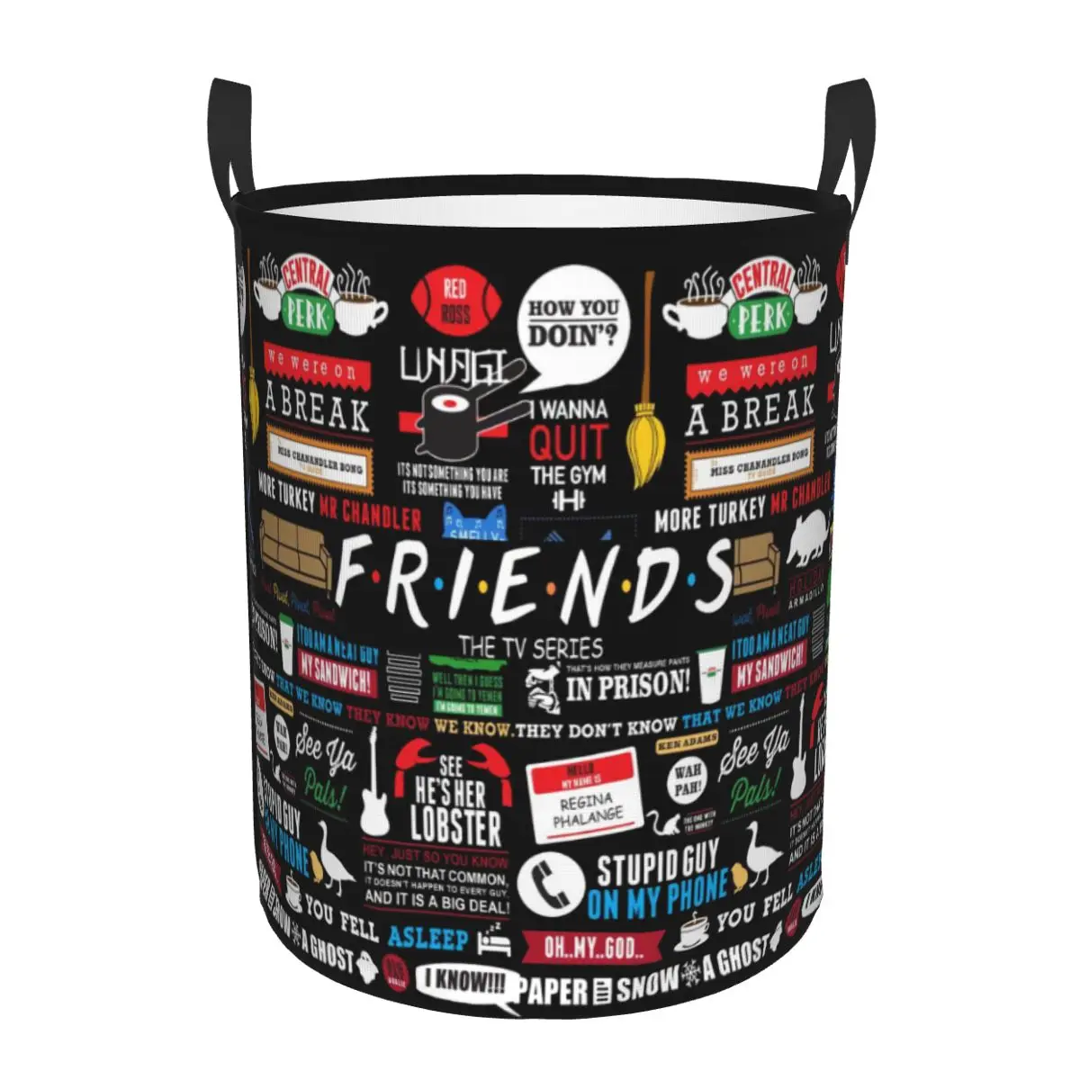 Funny TV Show Friends Collage Laundry Basket Collapsible Toy Clothes Hamper Storage Bin for Kids Nursery