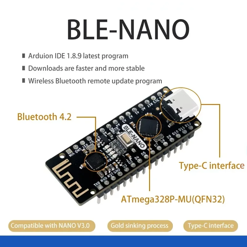 BLE-Nano Motherboard Integrated BLE Bluetooth 4.0 Compatible Nano V3.0 Micri USB Port Interface Type-C