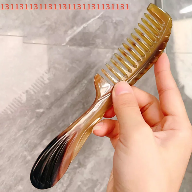 

Расческа ручной работы с натуральными рогами и мелкими зубьями, антистатическая массажная расческа для ухода за волосами, экологически чистый парикмахерский инструмент для нежного разряда волос