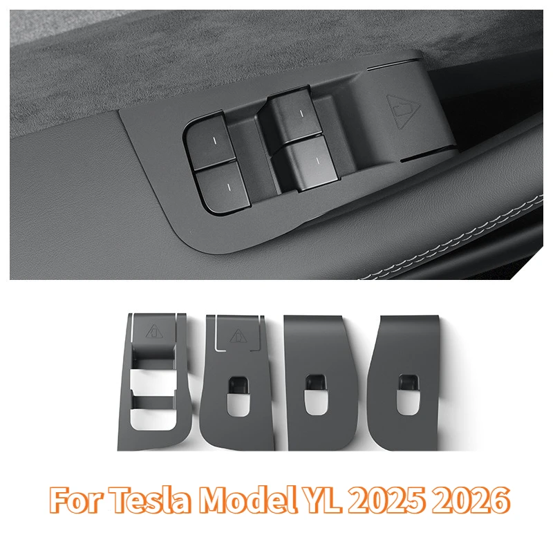 Fensterheber-Schalterknöpfe für Tesla Model YL 2025 2026 Zubehör 4 Stück Silikon-Türgriffabdeckung Auto-Schutzaufkleber