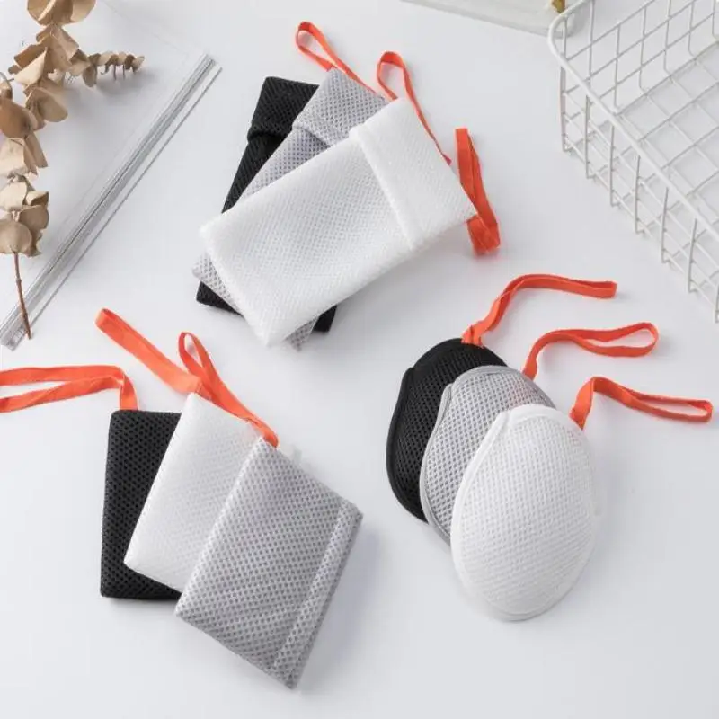 1 قطعة شبكة رغوة تنظيف الحمام على الوجهين مربع/بيضاوي كيس الصابون الجسم التقشير الغسيل الإسفنج الحمام شبكة الصابون الجيب