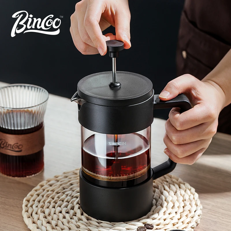 

Bincoo French Press Coffee Maker 350/600/1000ml 3D Mesh Filter Heat/Cold Resistant Thickened Glass for Coffee Tea Milk