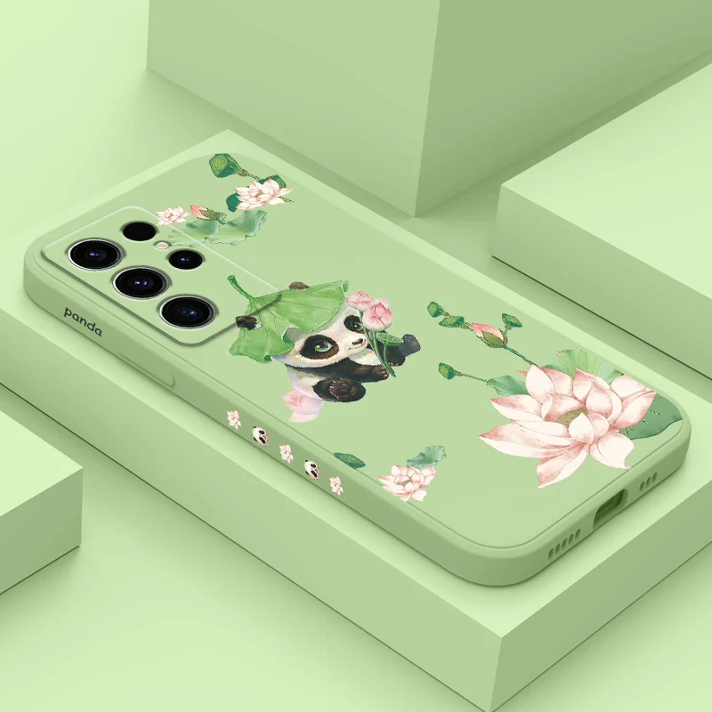 

Lotus Leaf Panda Phone Case For Samsung Galaxy S25 S24 S23 S22 S21 S20 S10 S10E Ultra Plus FE Note 20 Ultra Plus Cover