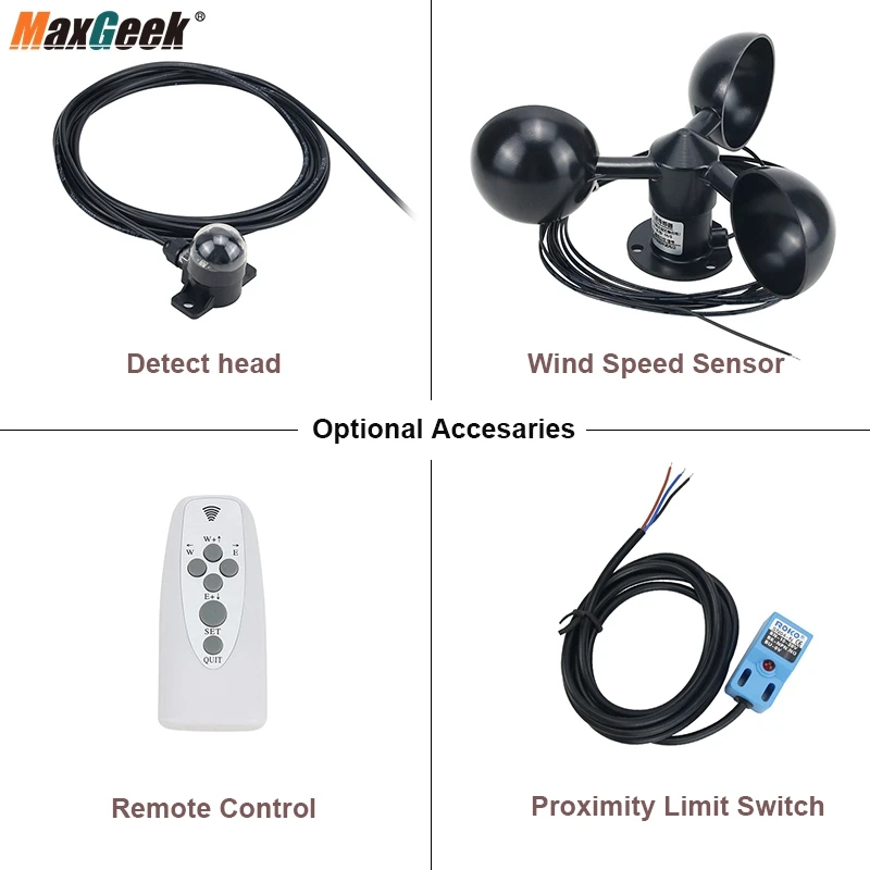 Maxgeek 12-24V XMYC-1 Controller solare ad asse singolo con telecomando opzionale per il monitoraggio del sole del sensore di velocità del vento