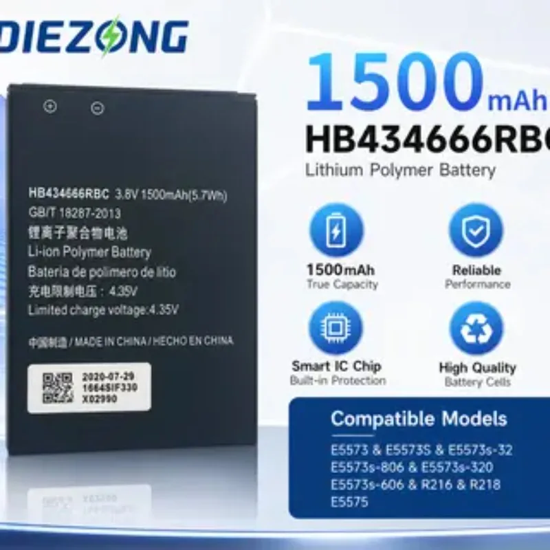 1500mAh Battery HB434666RBC for Huawei Router E5573 E5573S E5573s-32 E5573S-320 E5573s-606 -806 High Capacity 1500mAh