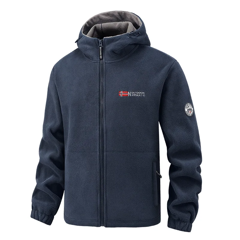 

Hooded Fleece Jacket Unisex Sports Outdoor Cardigan Sweatshirt Coat Couple Fleece