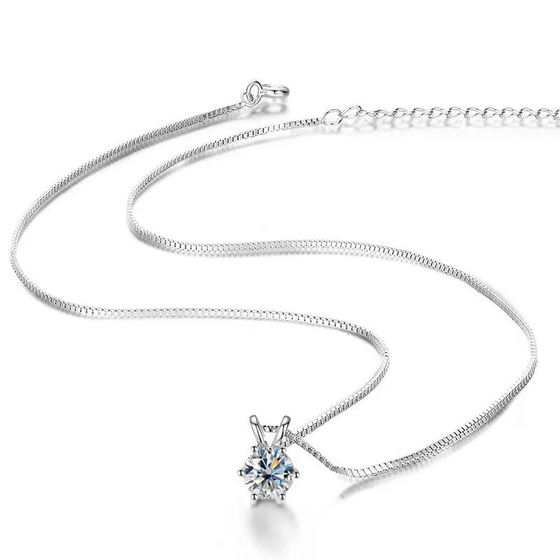 

1CT-2CT D кулон с муассанитом, ожерелье, регулируемая цепочка, серебро 925 пробы для женщин с сертификатом, лабораторный бриллиант, подарок на день рождения