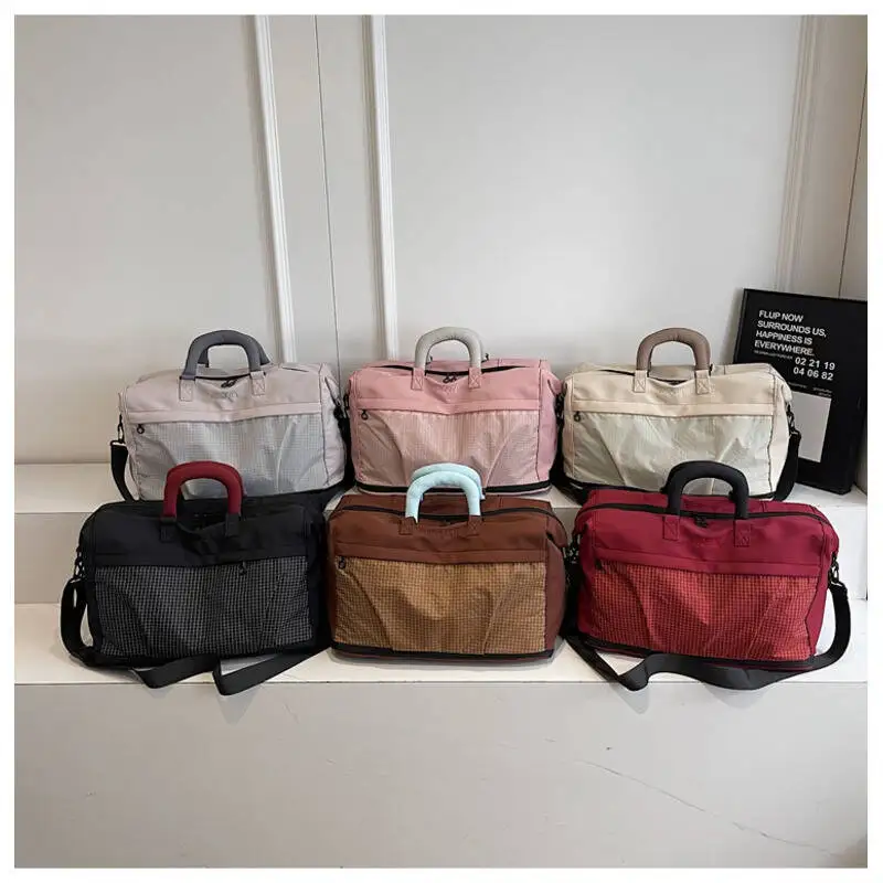 

Спортивная спортивная сумка с несколькими карманами, бежевая нейлоновая сумка большой емкости с отделением для влажной и сухой уборки для фитнеса, тренировок, коротких поездок, дорожная сумка-органайзер