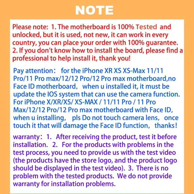 Unlocked For iPhone XR XS Motherboard Free Clean iCloud Support update For iphone X XS Max With/No Face ID Logic board MainBoard