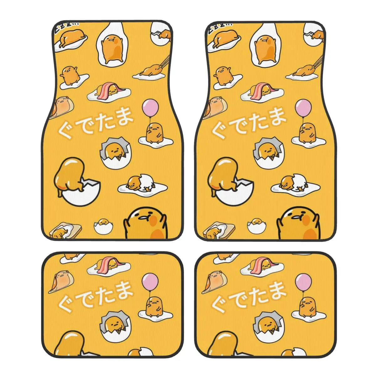 

Симпатичные автомобильные коврики Gudetama, набор из 4 противоскользящих универсальных автомобильных напольных ковриков, подходящих для средних грузовиков