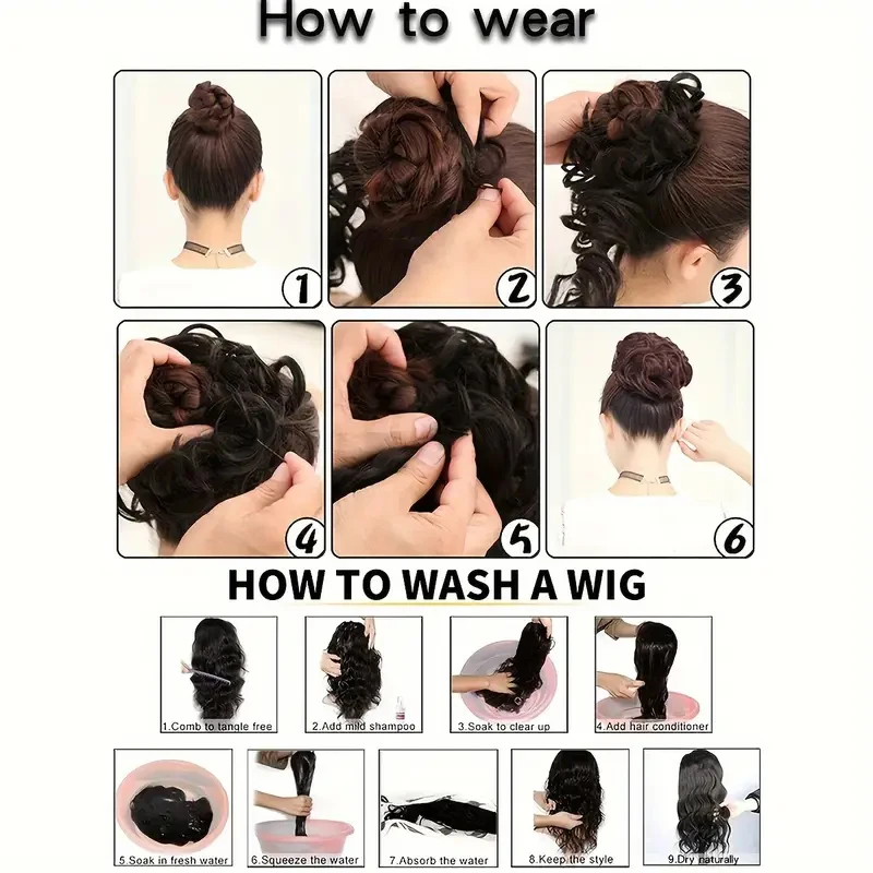 LUPU DIY Messy Bun Hair Extension Curly Ponytail Hair Accessory Donut Braid Ponytail Faux Hairpiece สำหรับผู้หญิง