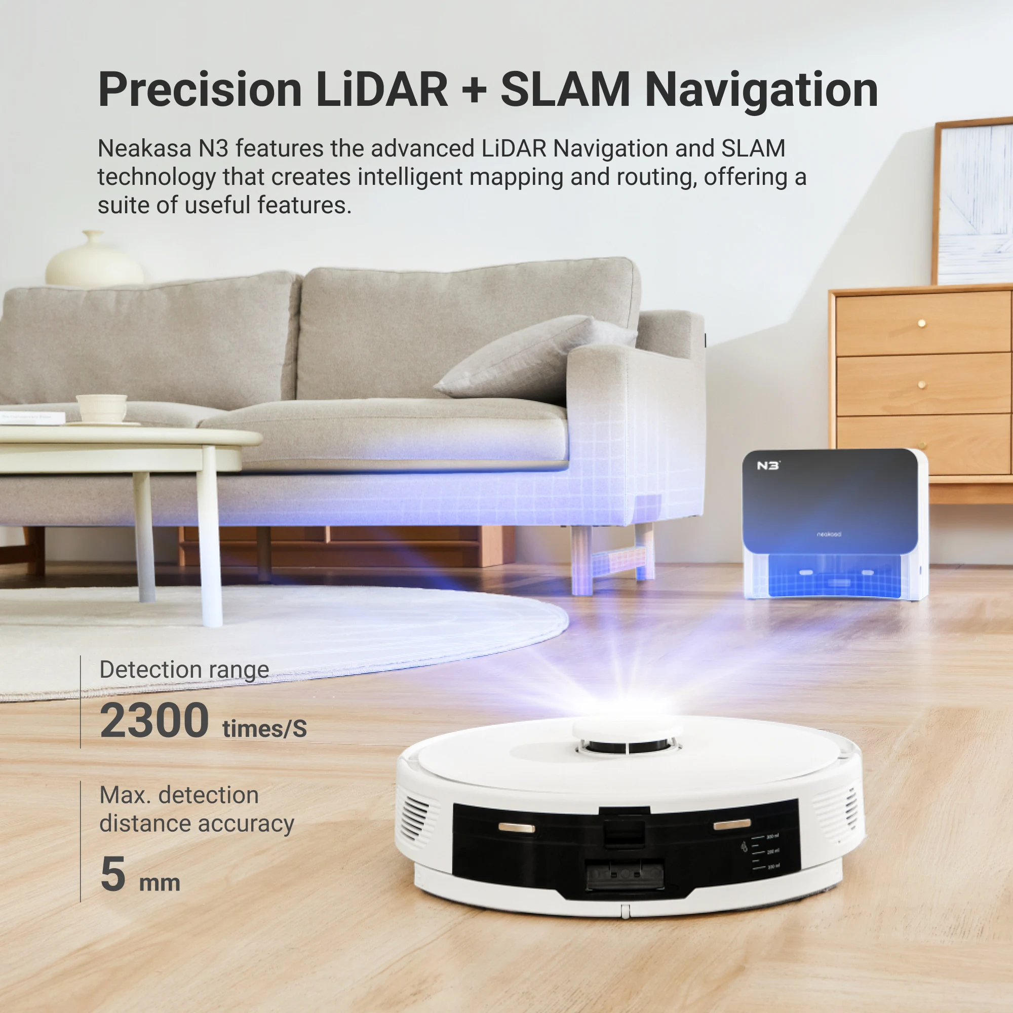 Neakasa N3 AI Self-Cleaning Robot Vacuum Cleaner with Wet/Dry Mopping Battery-Powered for Household & Hotel Use 4000Pa Suction