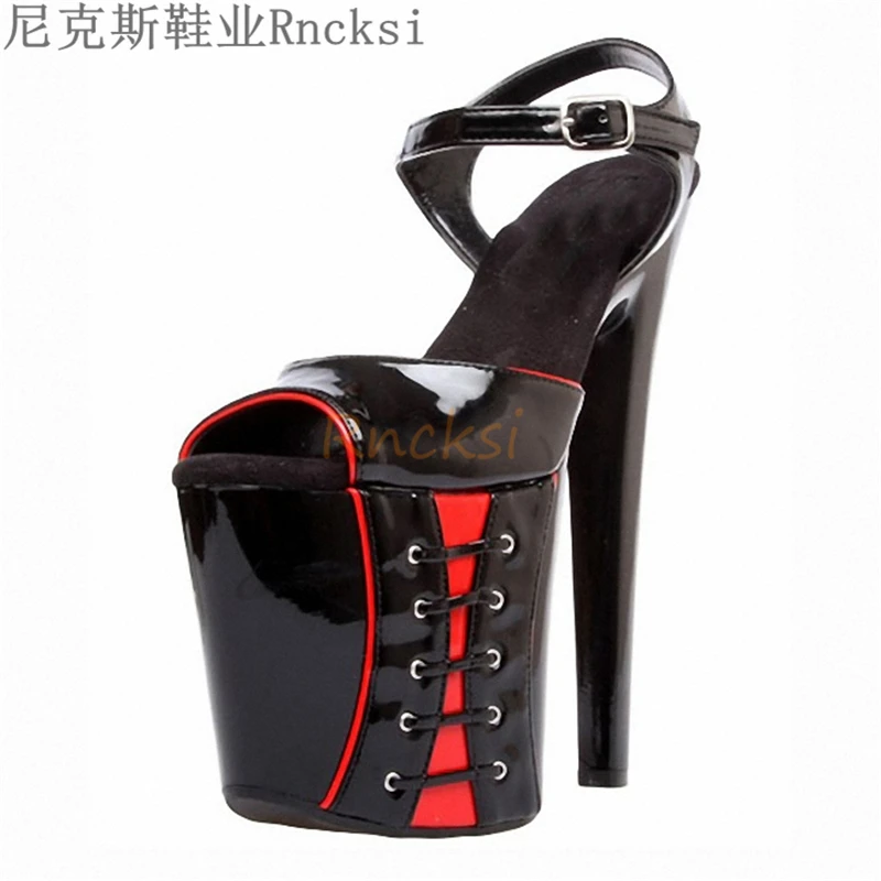 Rncksi 20cm hot-selling sexy sandals for catwalks sexy sandals and sex shoes decorated with side straps street performance shoes