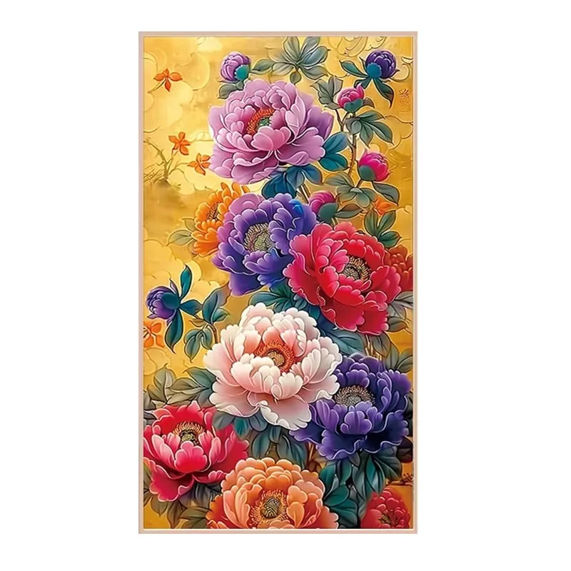 9ct 11CT Peony Embroidery DIY Chinese Style Printed Kits Cross Stitch Needlework Set Home Decor Crafts