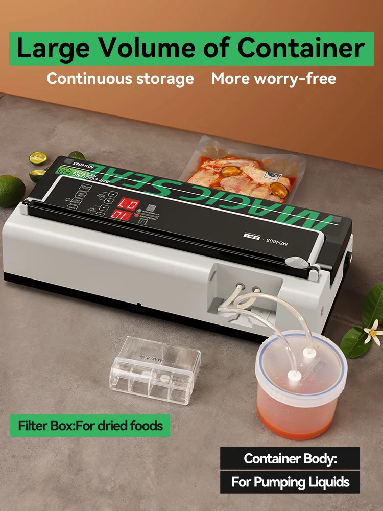 Vacuum Sealer Machine MAGIC SEAL MS4005 for Food Plastic Bags Sealer Mylar Bags Kitchen Packer Automatic Manual Modes Home Appl