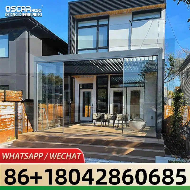 Luxury Design Aluminium Motorized Waterproof Gazebo for Outdoor Shade with Automatic Opening and UV Protection Ideal for Gardens
