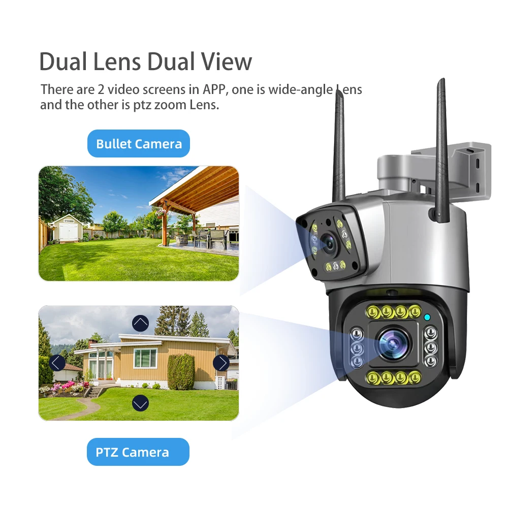 6K 12MP Outdoor 4G SIM PTZ Security Camera Dual Lens Wireless PIR Motion Detection HD Night Vision V380 Pro CCTV Protection