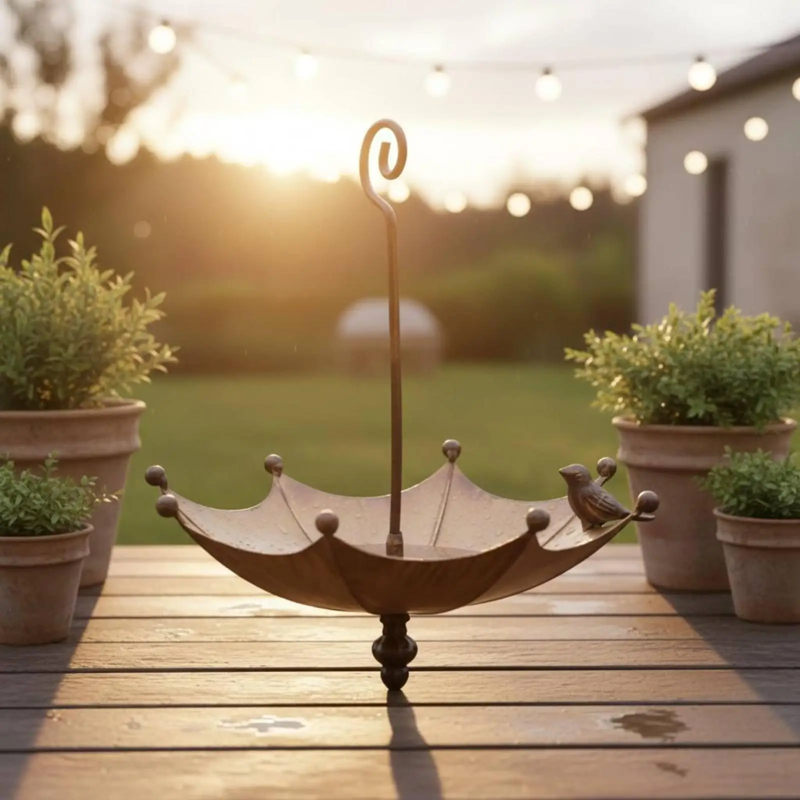 Rain Chain Creates Soothing Water Sounds Bird Cup Rain Chain Weather Resistant Downspout Substitute for Gazebo, Porch, Patio