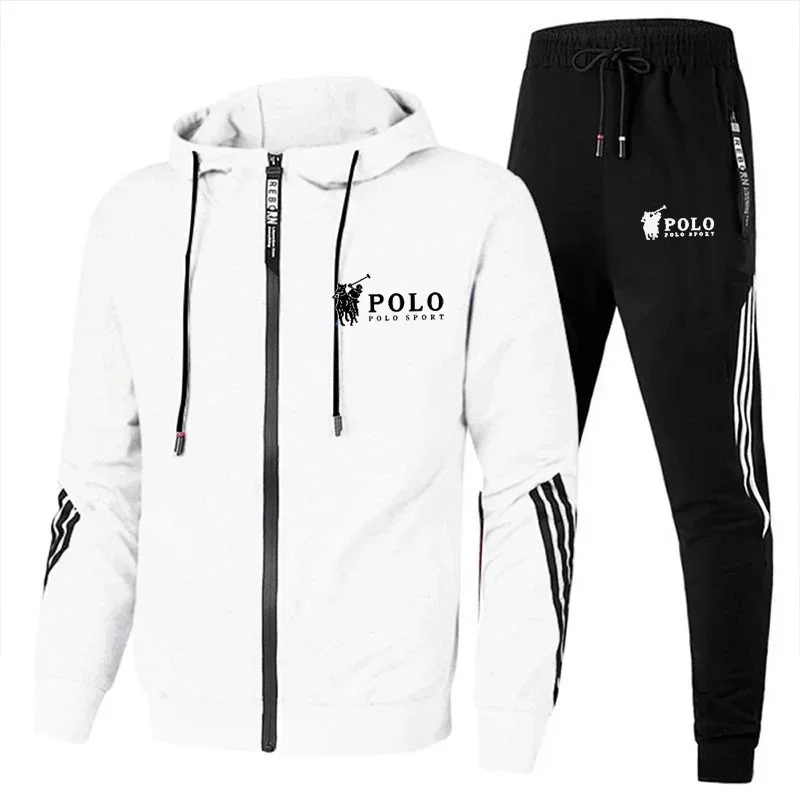 

2025 New Spring and Autumn casual men's sportswear set, outdoor fashionable men's hooded jacket + jogging pants 2-piece set