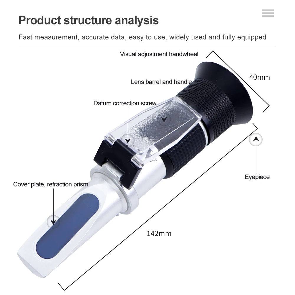 RHB-90ATC 58-90% brix sugar Refractometer baume water content tester beekeeper Honey beer Sugar Brix Meter Hand held honey 60%of