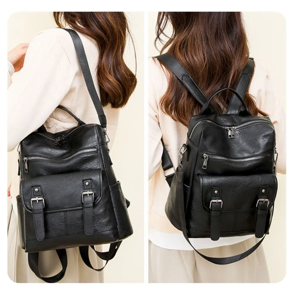 PU Peather Student Backpack Multifunctional Large Capacity Student School Bag Soft Anti Splash Water Mommy Shoulder Bag