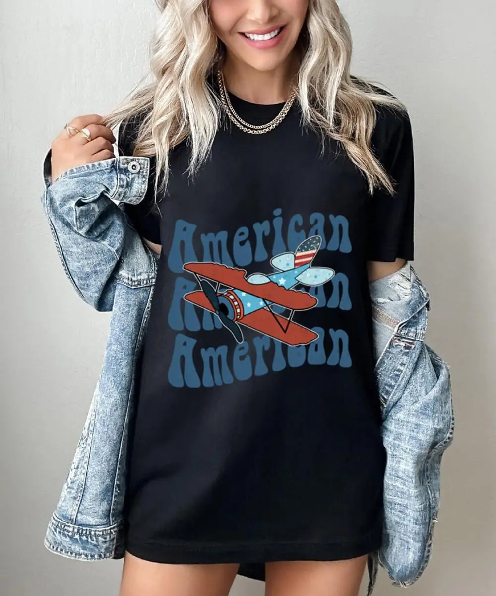 American Patriotic Oversized Tshirt USA Graphic Tees for Women American Flag Shirts 4th of July