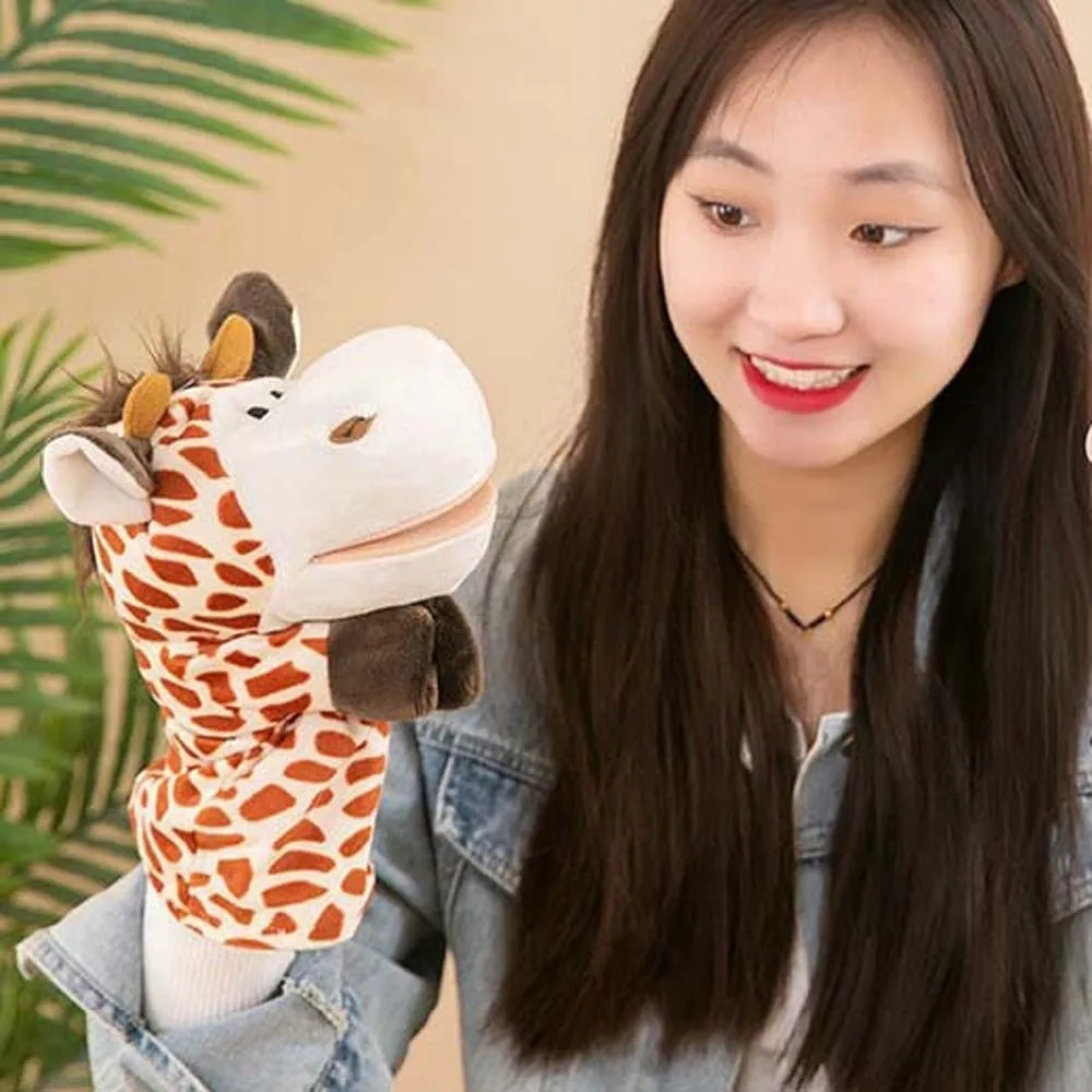 Muñeca de juego, marioneta de mano de Animal relleno, muñeca de mano bonita de dibujos animados, mono, muñecas tranquilizadoras interactivas para bebé