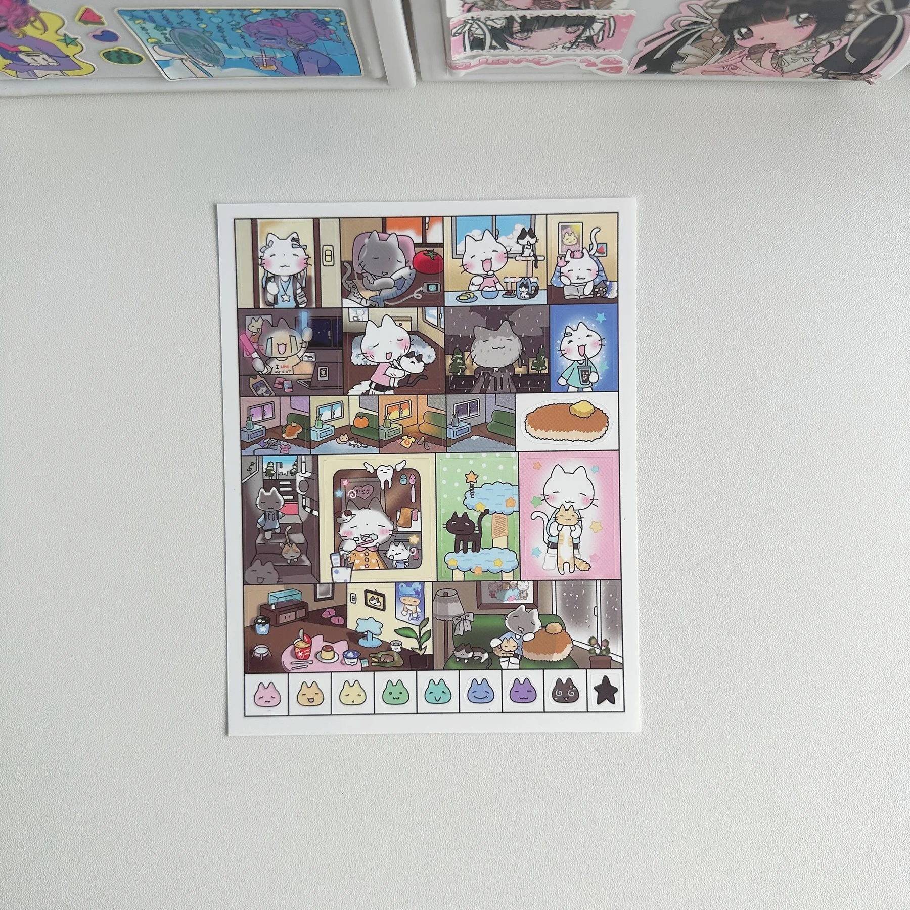 1/8PCS Korean Cartoon Animal Cute Cat Daily Stickers Hand Account Planner Diary Notebook Scrapbook DIY Decorative Stickers