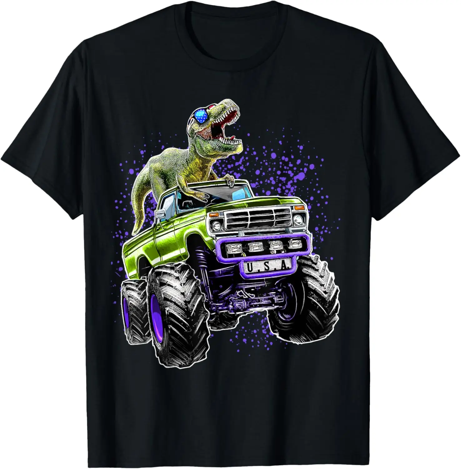 تي شيرت رائع من T Rex Dinosaur Monster Truck هدية عيد ميلاد للأولاد والأطفال