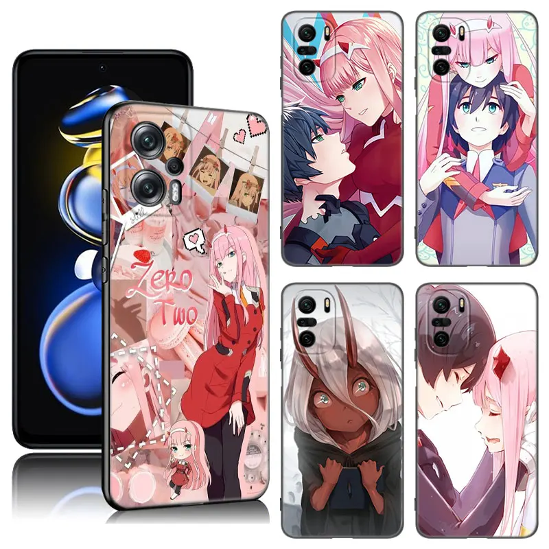 Anime Zero Two Darling Black Silicone Phone Case For Xiaomi POCO X3 X4 NFC F5 M3 M4 M6 X5 X6 Pro F3 F4 GT 5G C55 C65 M5