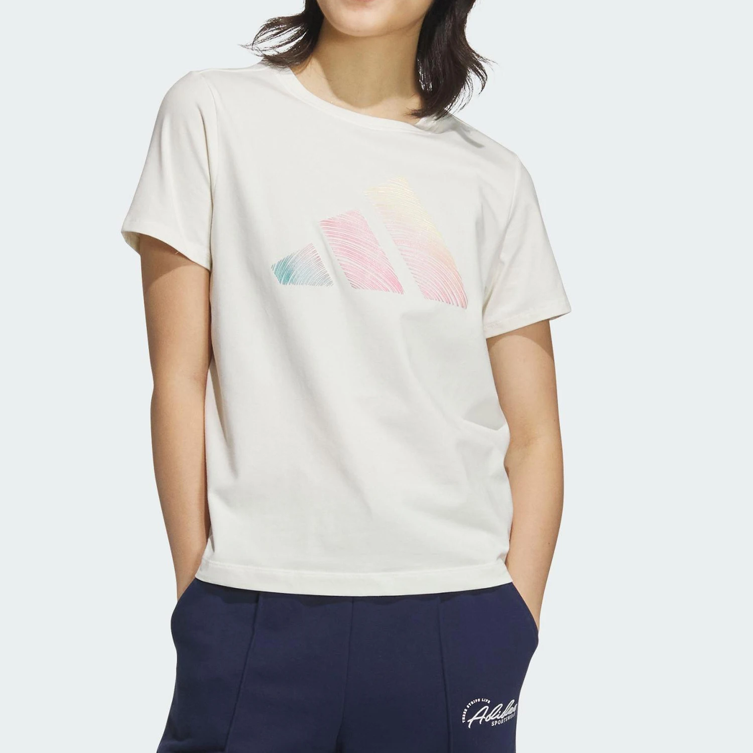 Adidas genuine comfortable women's sports and leisure breathable knitted gradient T-shirt JL6284