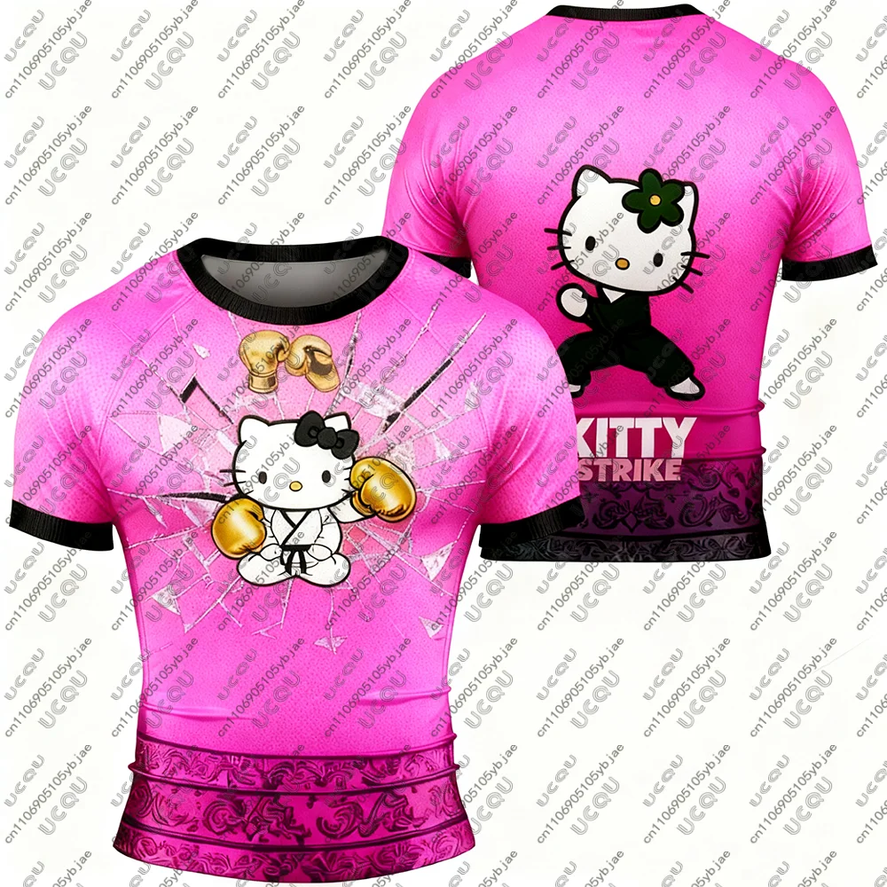 2026 الرجال الفتيان الاطفال الفتيات الملاكمة رياضة BJJ MMA السراويل مرحبا كيتي جيو جيتسو القتال المحملة الأعلى بنطال رياضي تي شيرت السراويل طفح الحرس