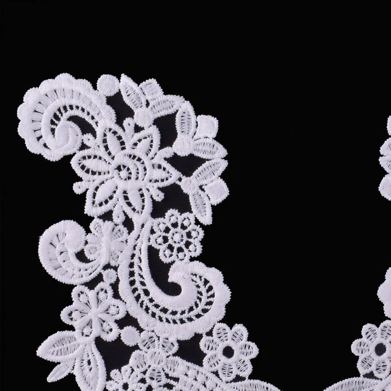 1 paar Stickerei Ausschnitt Kragen Applique Trim Nähen Weiß Spitze Stoff DIY frauen Mode Zubehör Scrapbooking BW056